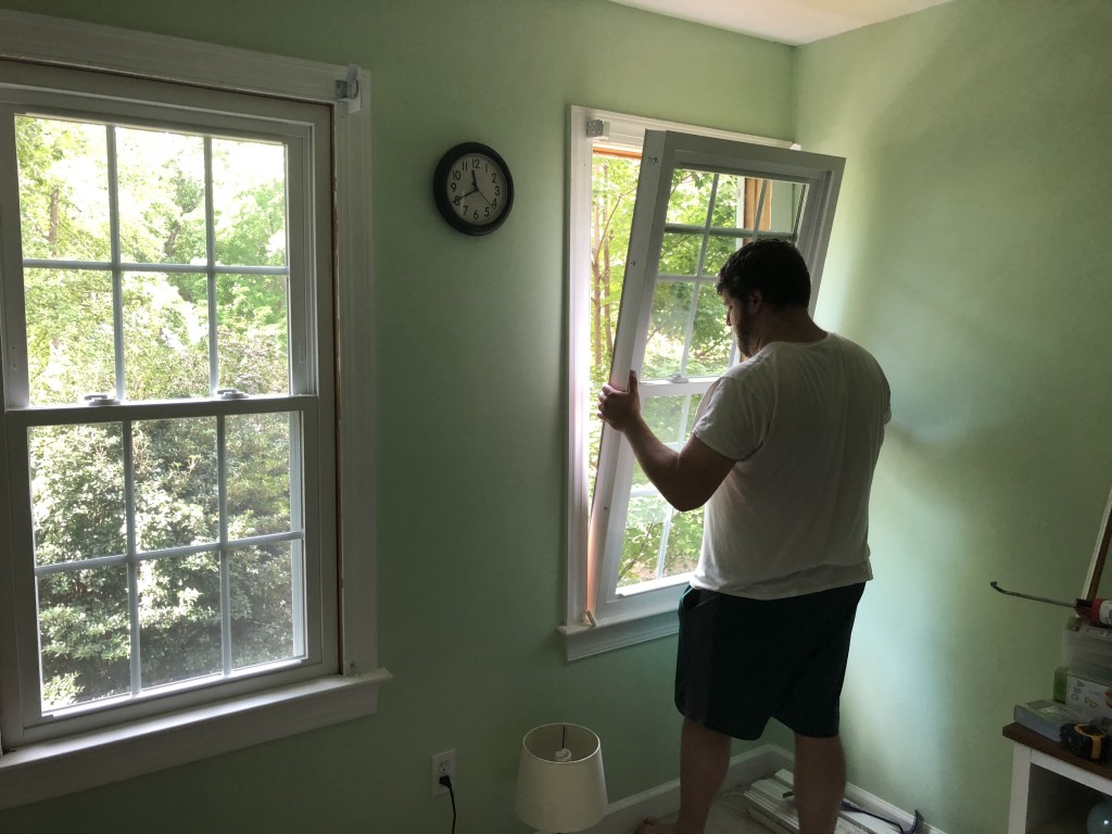 Putting the window in place.